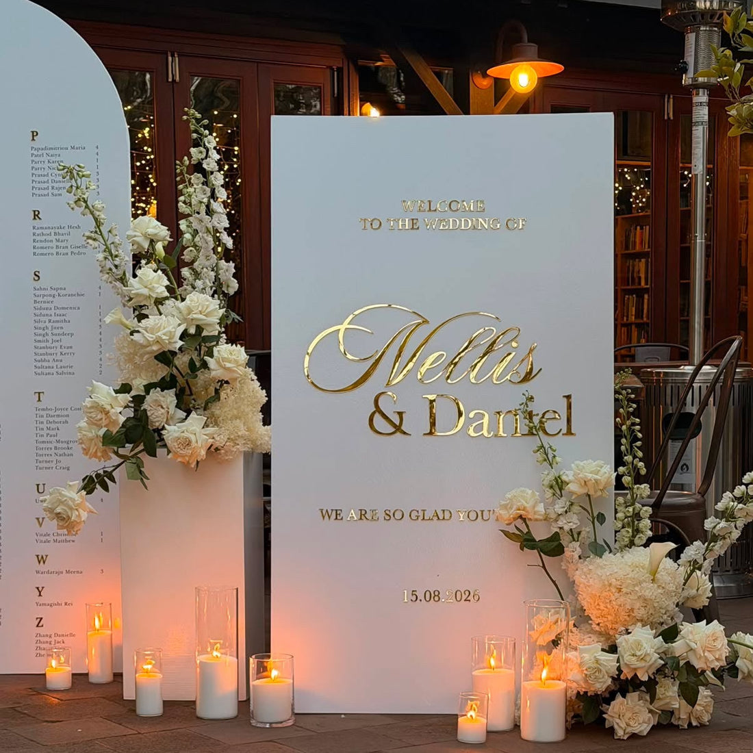 Gold and white wedding signage set