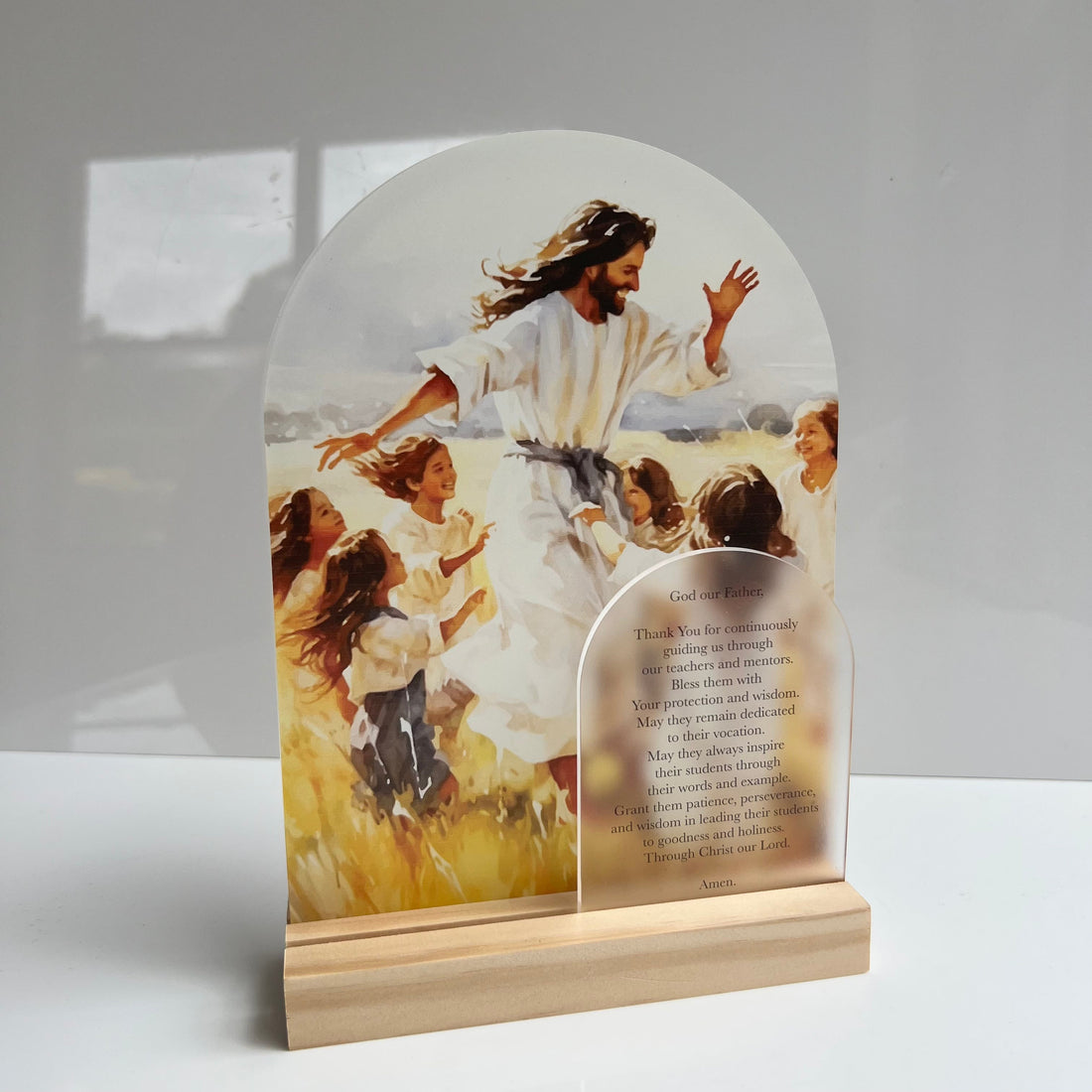 Teacher Prayer Plaque with Wooden Base