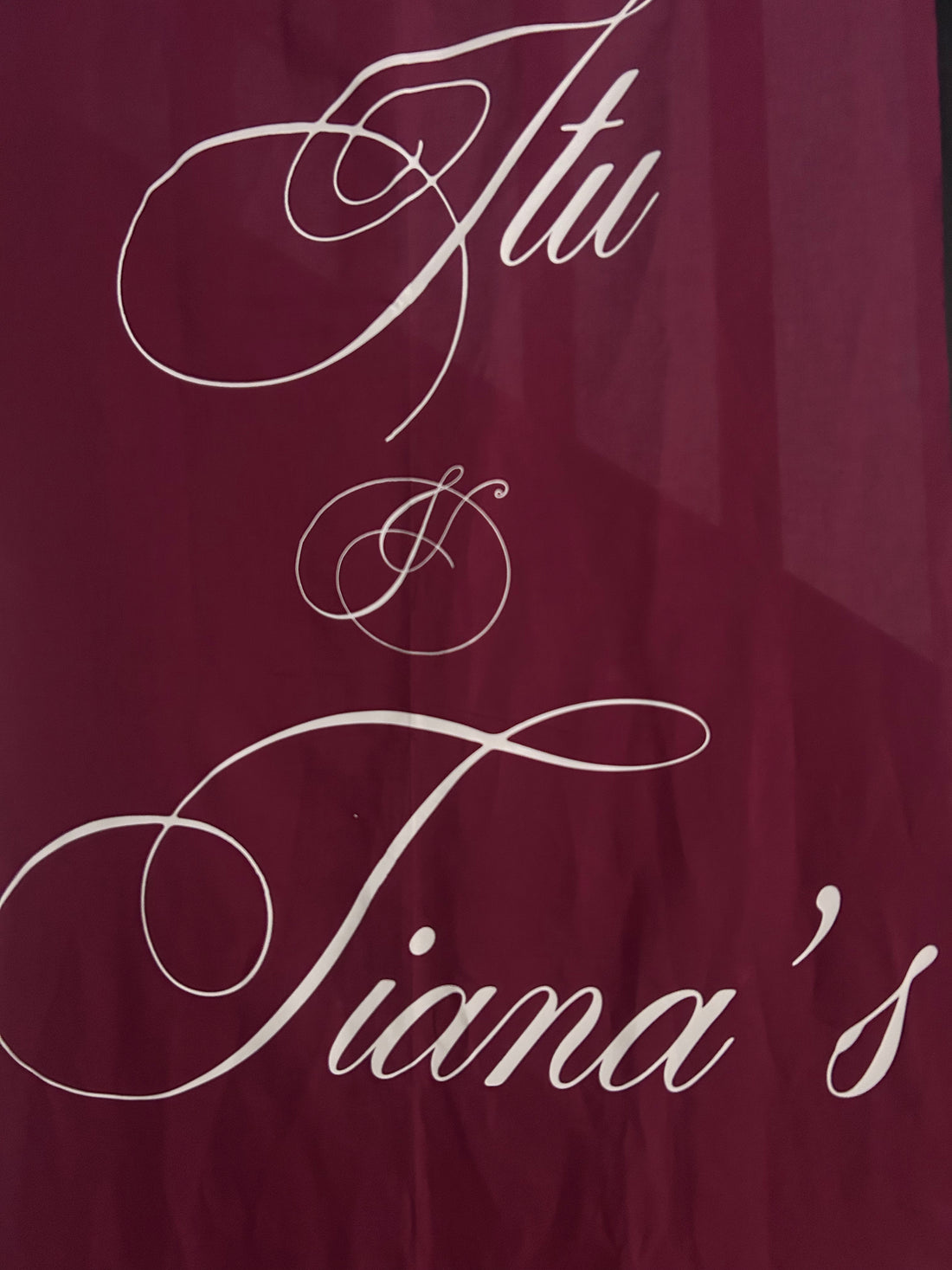 Large linen fabric wedding sign