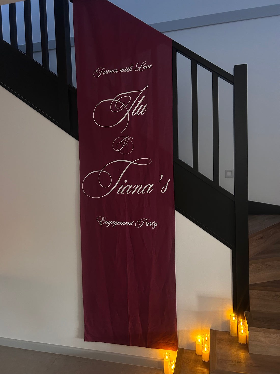 Large linen fabric wedding sign