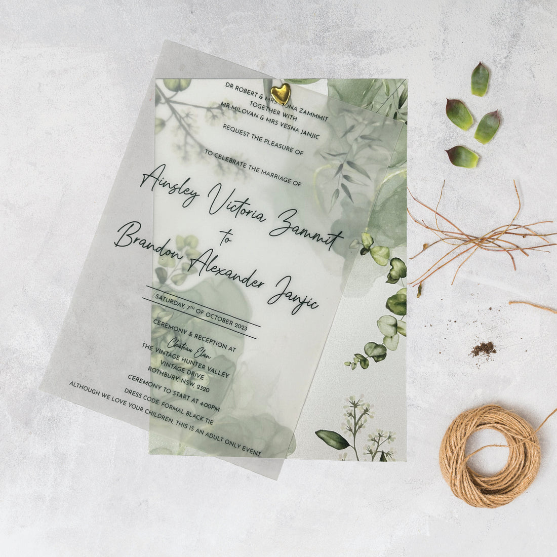 Customised 2 Layer Vellum Invitation